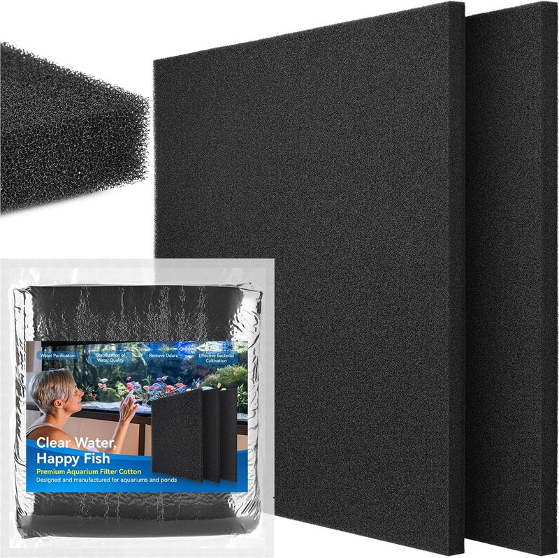 Borlech Aquarium Bio Filter Sponge Pad - Cut-to-Size Aquarium Filter Media for Fish Tank, Pond, Sump - Mechanical & Biological Filtration (18.5"x18.5"x0.8", 50PPI, 2 Pack) - Image 1